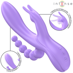 INTENSE - MIKO DREIFACH-VIBRATOR RABBIT  STIMULATOR  ANAL 7 VIBRATIONEN LILA