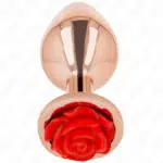 KINK - ROSA GOLDENER ANALSTECKER MIT ROTER ROSE M