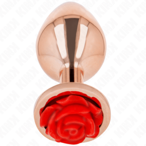 KINK - ROSA GOLDENER ANALSTECKER MIT ROTER ROSE M